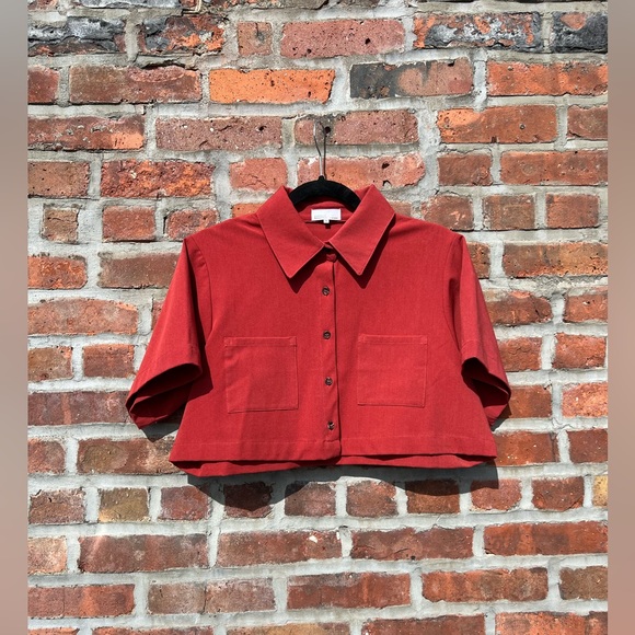 Danielle Button DANIELLE BERNSTEIN | Tops | Danielle Bernstein Cropped Button Up | Poshmark